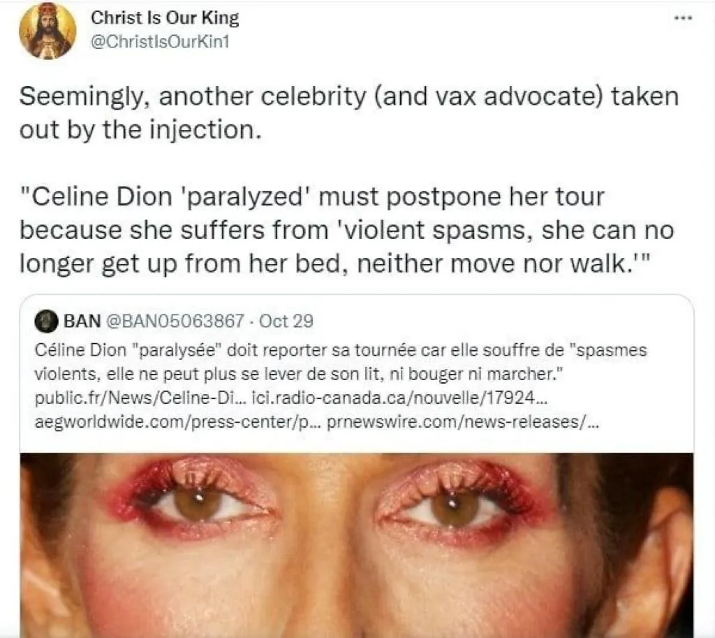 Is Celine Dion suffering from vaccine injury?