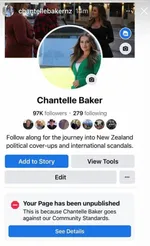 Chantelle Baker gone from Facebook… for now