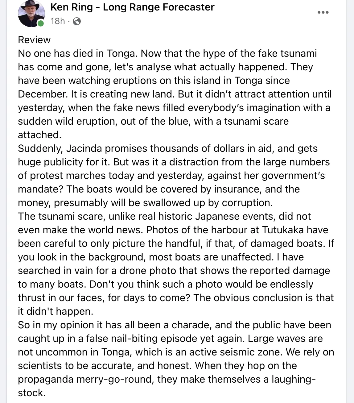 Tonga aftermath & Ken Ring