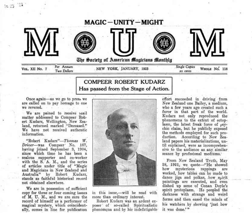 Dead Skeptics Society: Thomas William Driver, aka Professor Robert Kudarz, Part 1