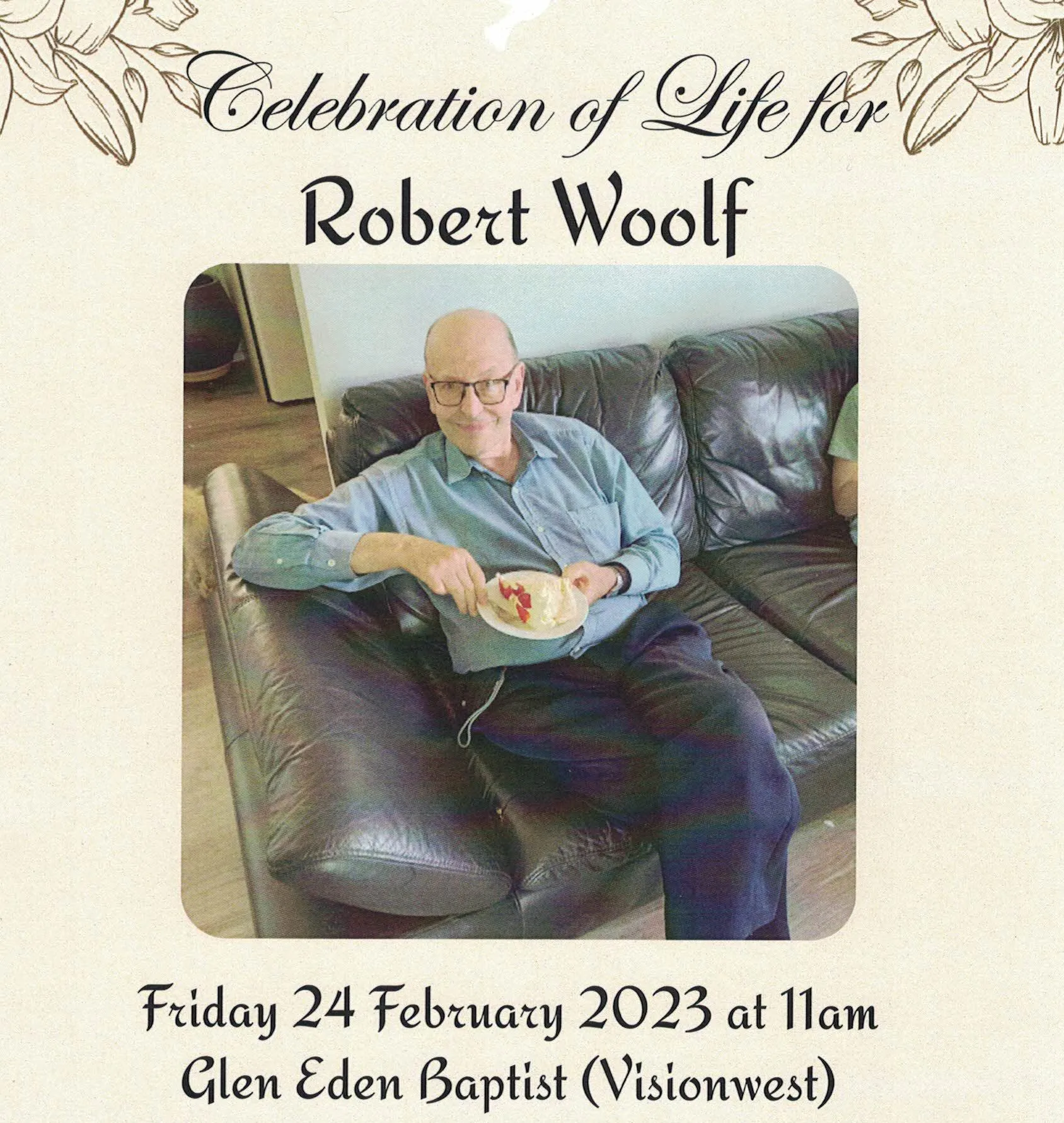 Robert&#x27;s memorial service programme