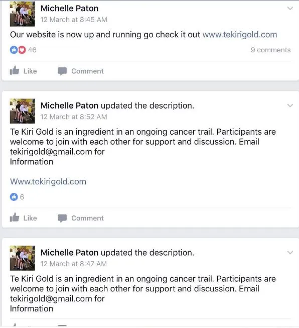 Te Kiri Gold Cancer "Treatment" on sale